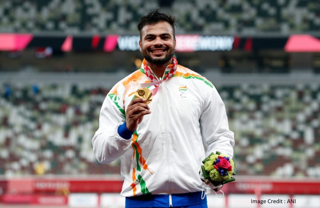 Paris Paralympics 2024 Sumit Antil wins gold medal in javelin throw F64 category.